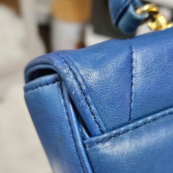 Vintage Tiffany & Co. 2-Way Suede Blue Genuine Leather Crossbody Handbag Bag - Picture 10 of 11